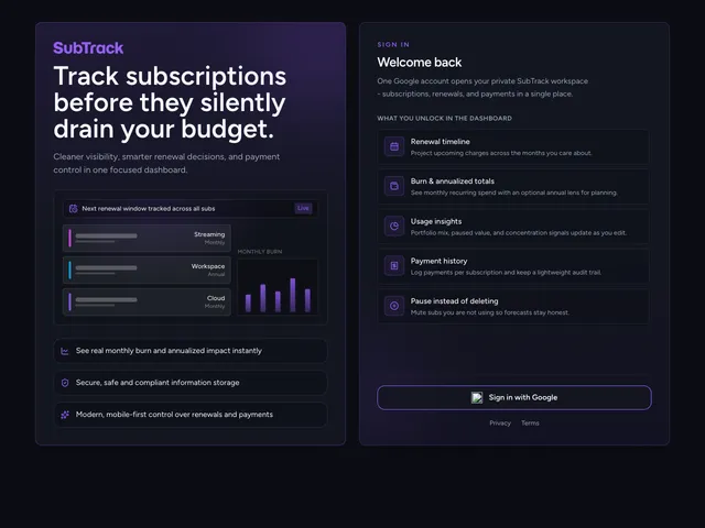 SubTrack preview